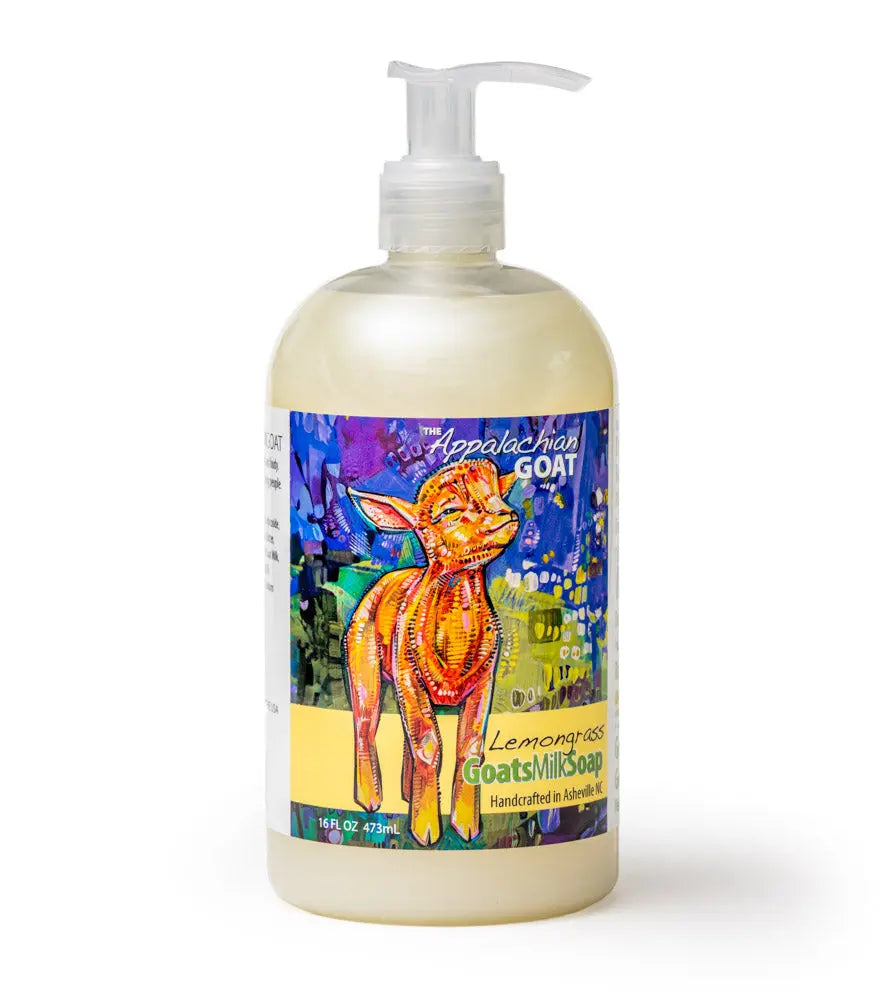 LIQUID SOAP ~ LEMONGRASS GOATS MILK LIQUID SOAP 16 oz. NEW LABEL Essential Journeys