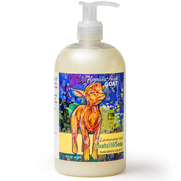 LIQUID SOAP ~ LEMONGRASS GOATS MILK LIQUID SOAP 16 oz. NEW LABEL Essential Journeys