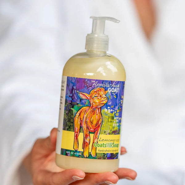 LIQUID SOAP ~ LEMONGRASS GOATS MILK LIQUID SOAP 16 oz. NEW LABEL Essential Journeys