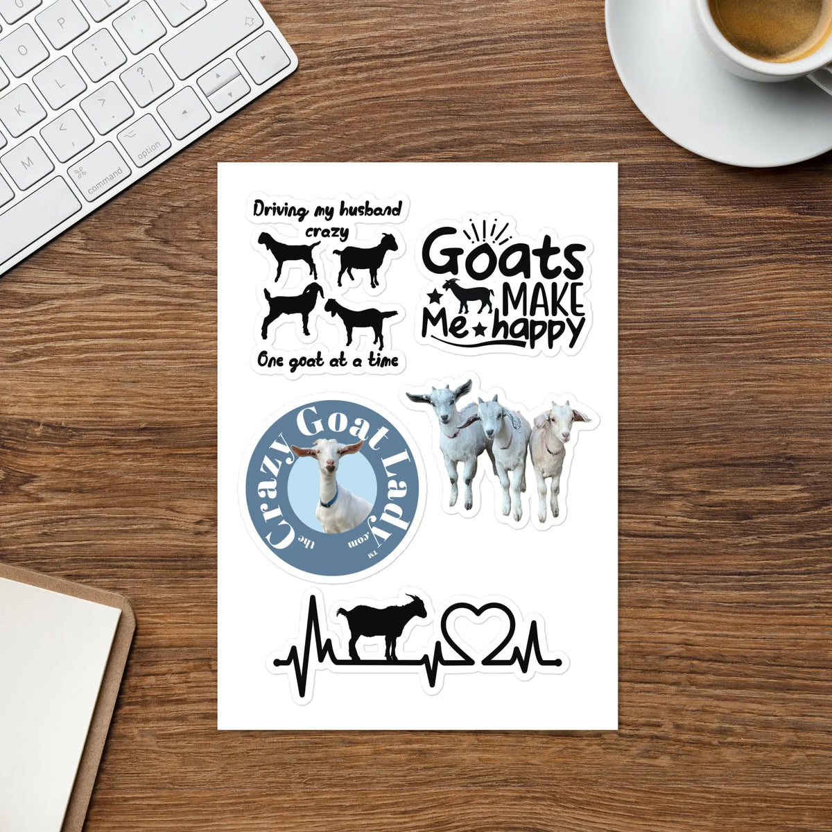 Crazy Goat Lady Sticker Sheet – Funny Goat Stickers for Goat Lovers Crazy Goat Lady