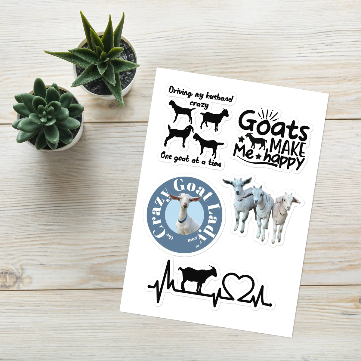 Crazy Goat Lady Sticker Sheet – Funny Goat Stickers for Goat Lovers Crazy Goat Lady