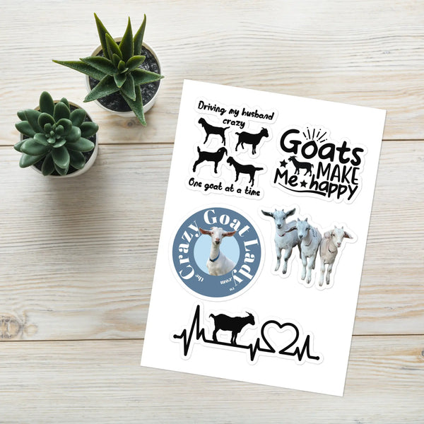 Crazy Goat Lady Sticker Sheet – Funny Goat Stickers for Goat Lovers Crazy Goat Lady