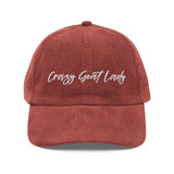 Crazy Goat Lady Corduroy Hat – Vintage Style Goat Lover Cap Crazy Goat Lady