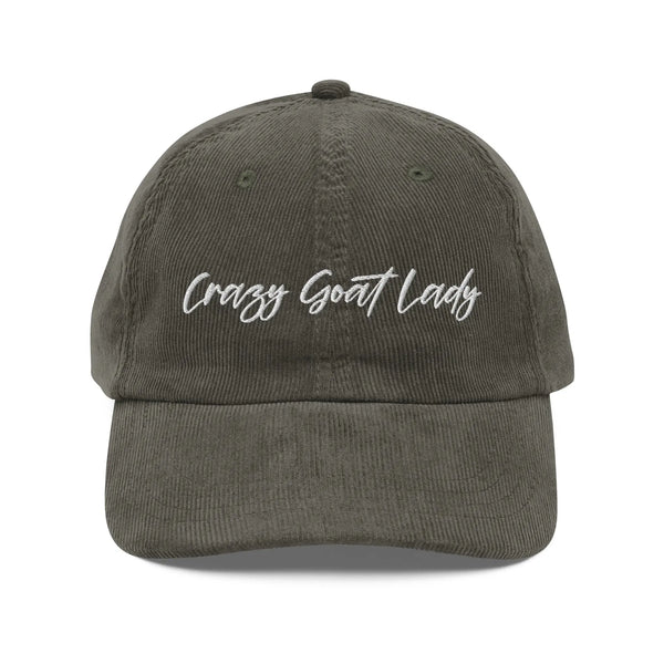Crazy Goat Lady Corduroy Hat – Vintage Style Goat Lover Cap Crazy Goat Lady