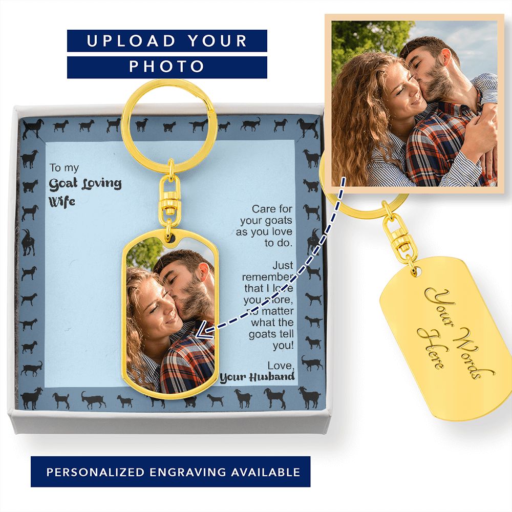 Goat Loving Wife Dog Tag Key Chain